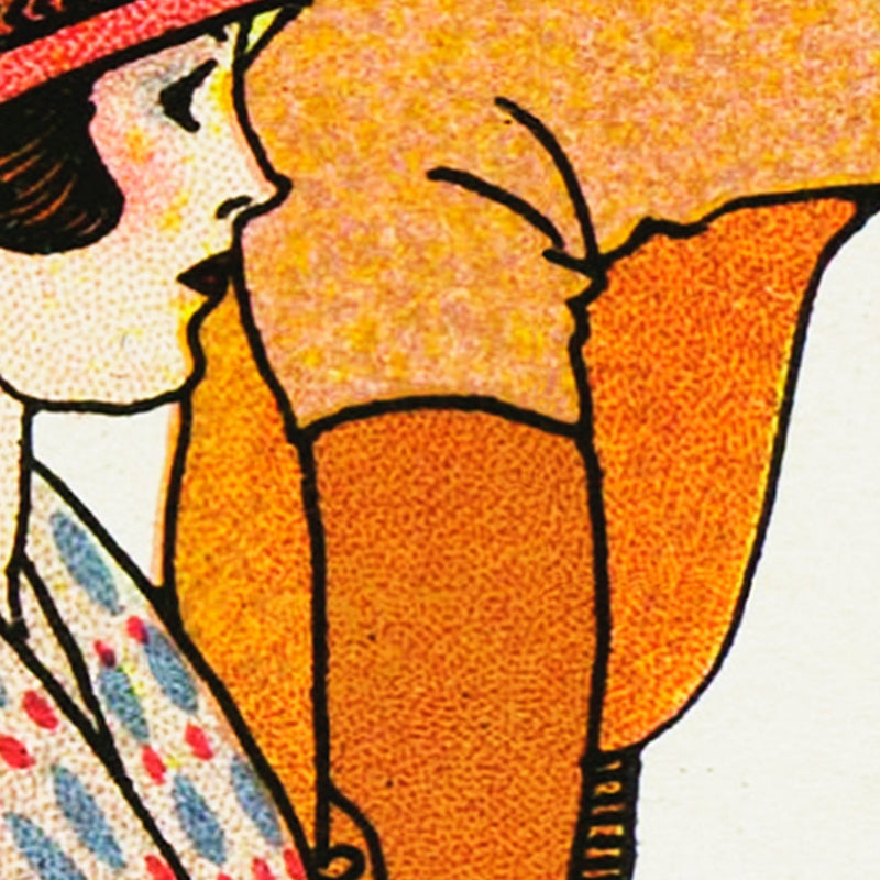 High resolution detail of the Polo Couple with White Horse Art Deco print