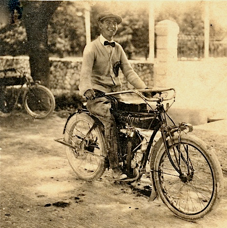 Havana, Cuba in 1915:  My grandfather on his new V-twin engine Indian Motorcycle.