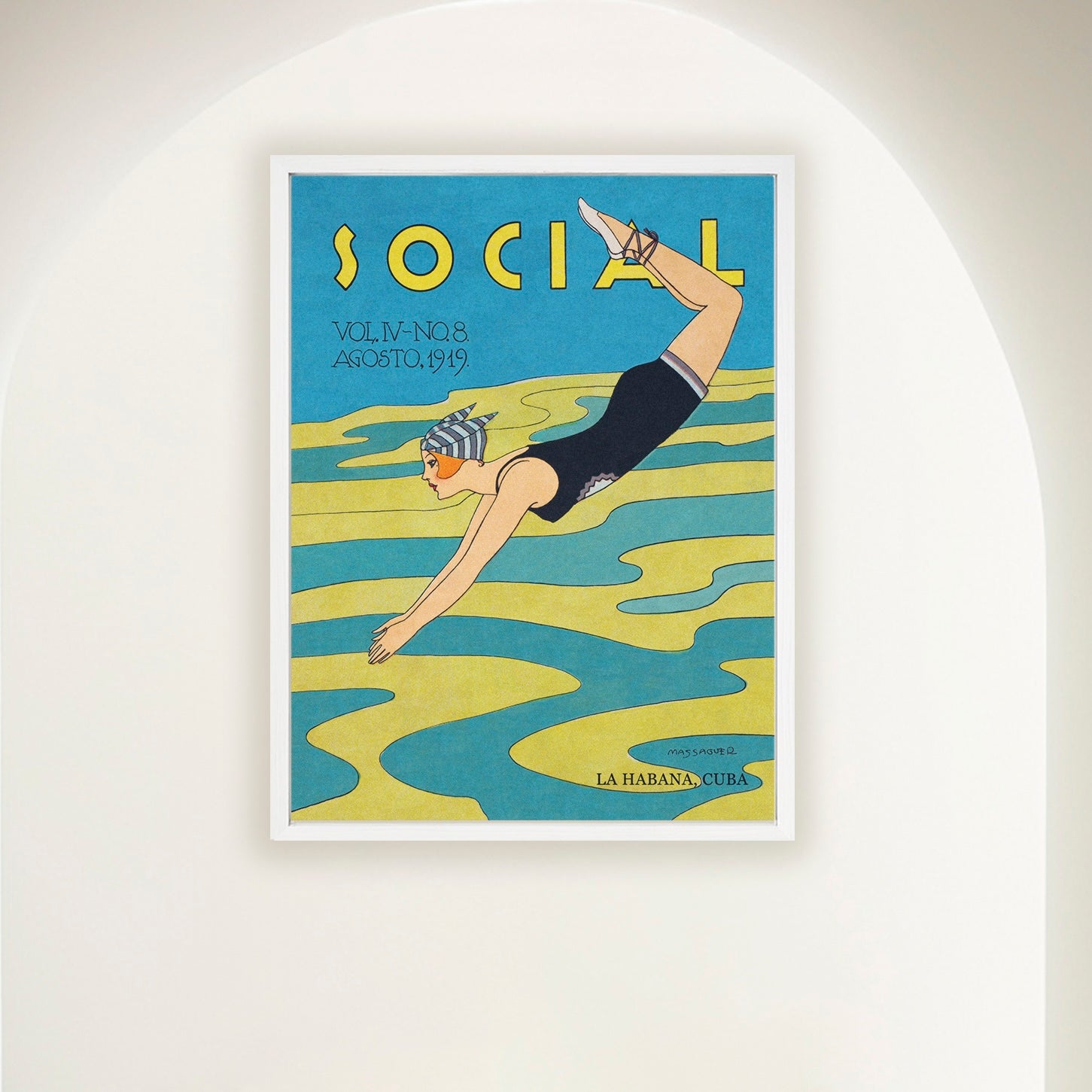 Lady Diver at Havana Beach Club - Deco Cuba Art