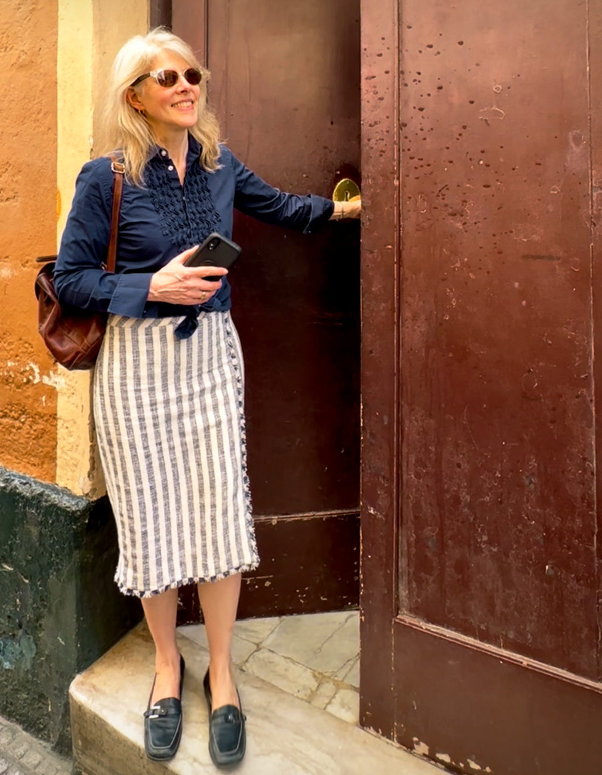 Adela De Zaldo at the De Zaldo family door in Cádiz