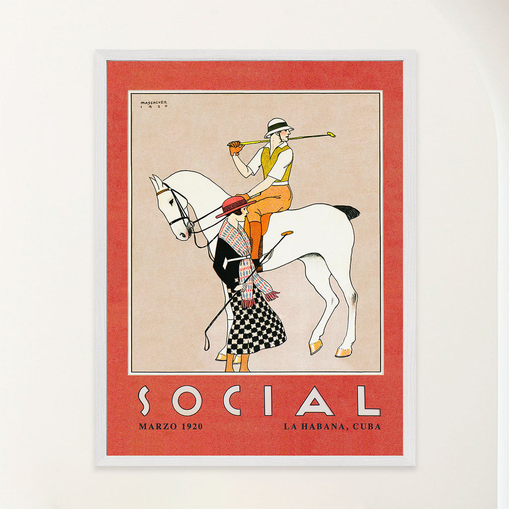 Polo Couple with White Horse - Art Deco Havana 1920s