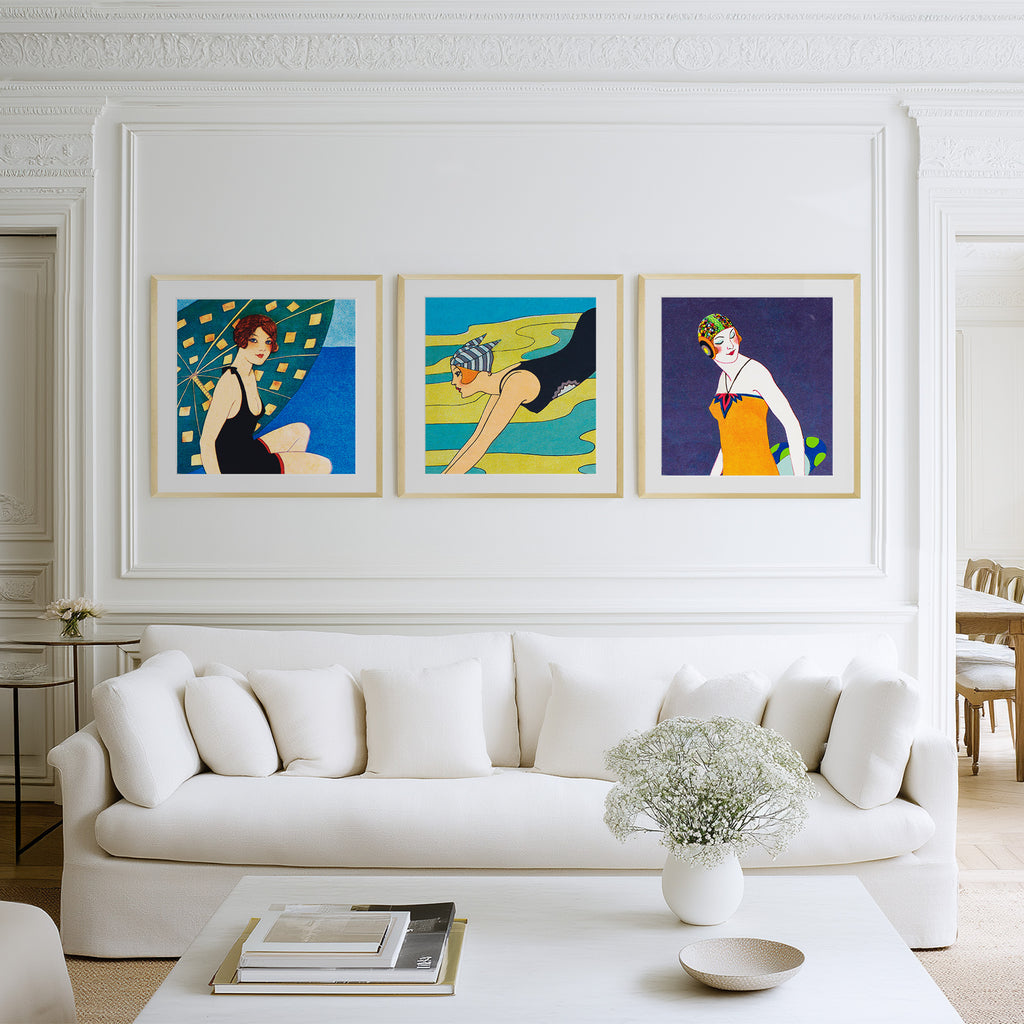 Beach Beauties at 1920s Seaside Resort, Set of 3