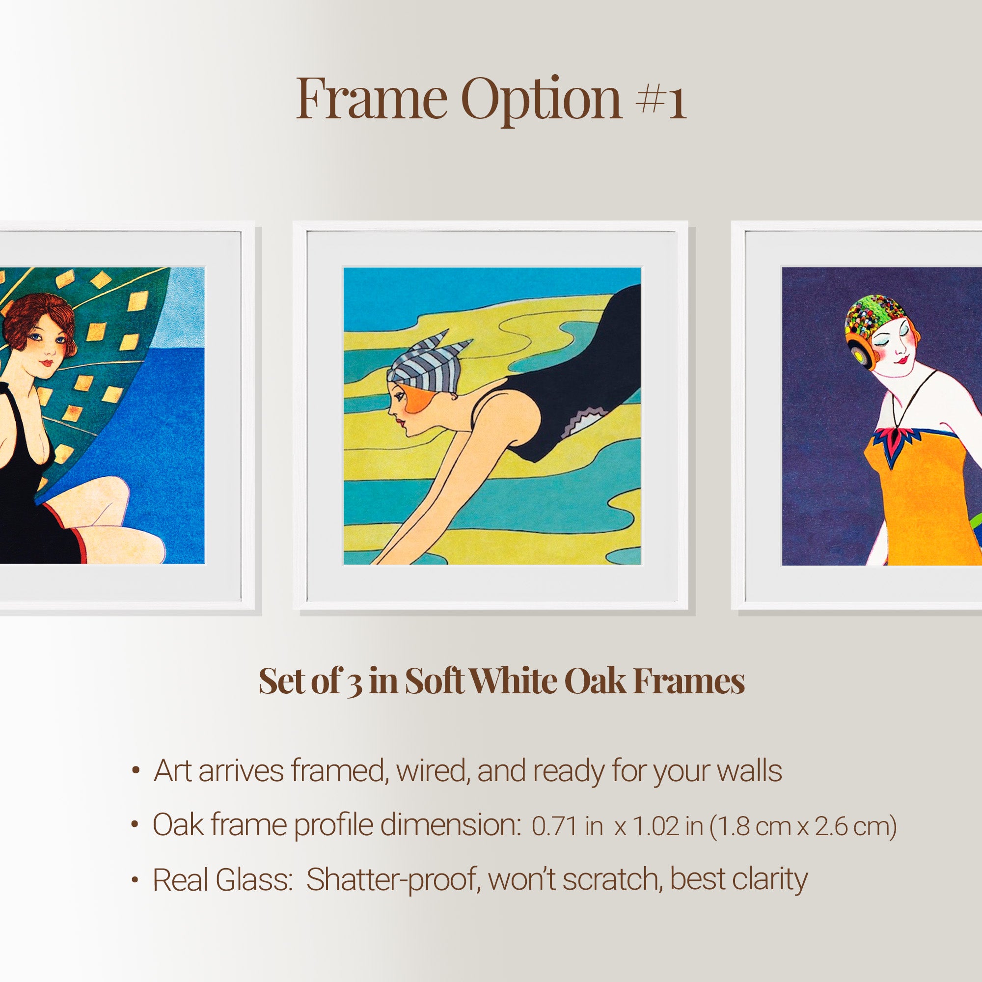 Beach Beauties at 1920s Seaside Resort, Set of 3