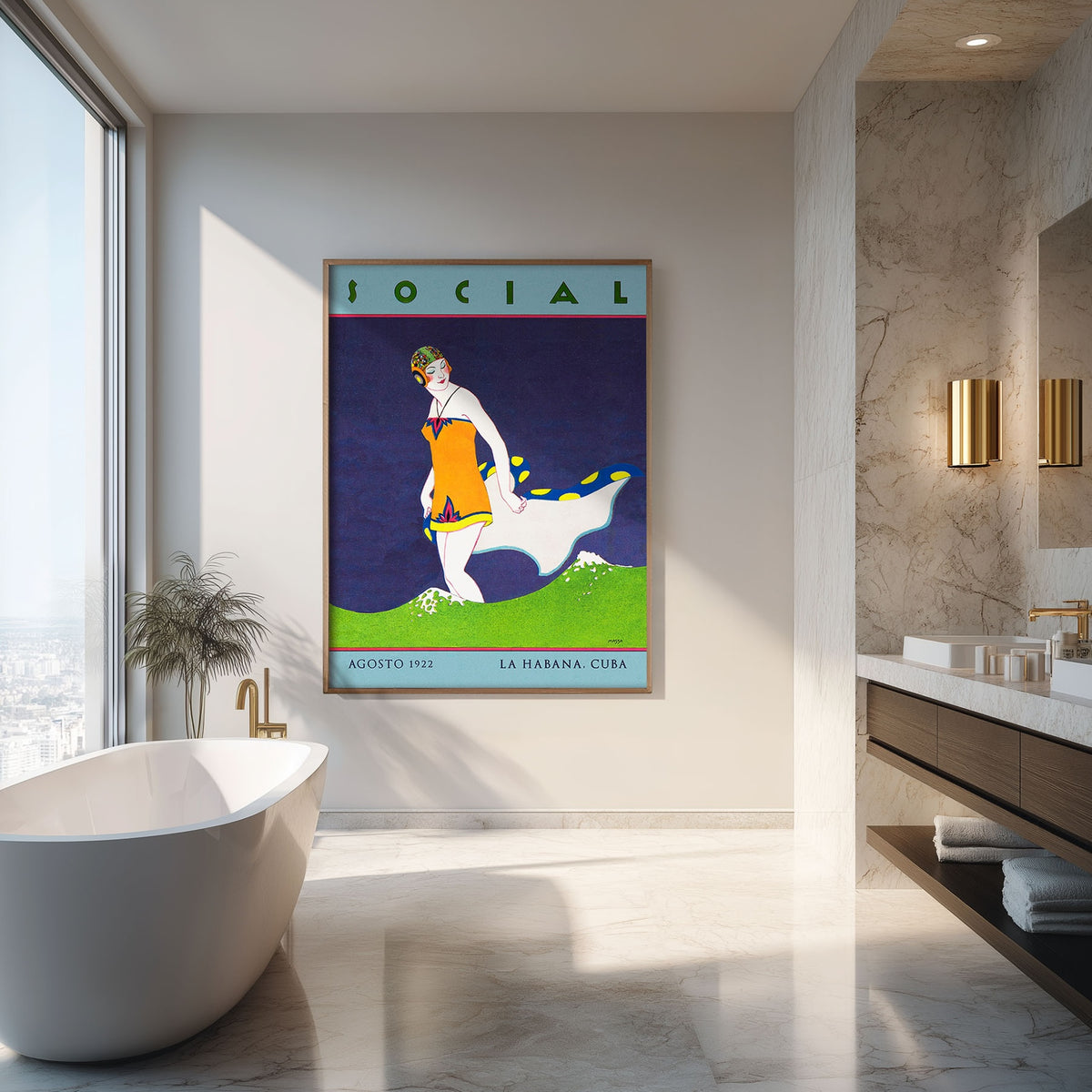 Seaside Elegance in Vibrant Colors - Art Deco 1920s