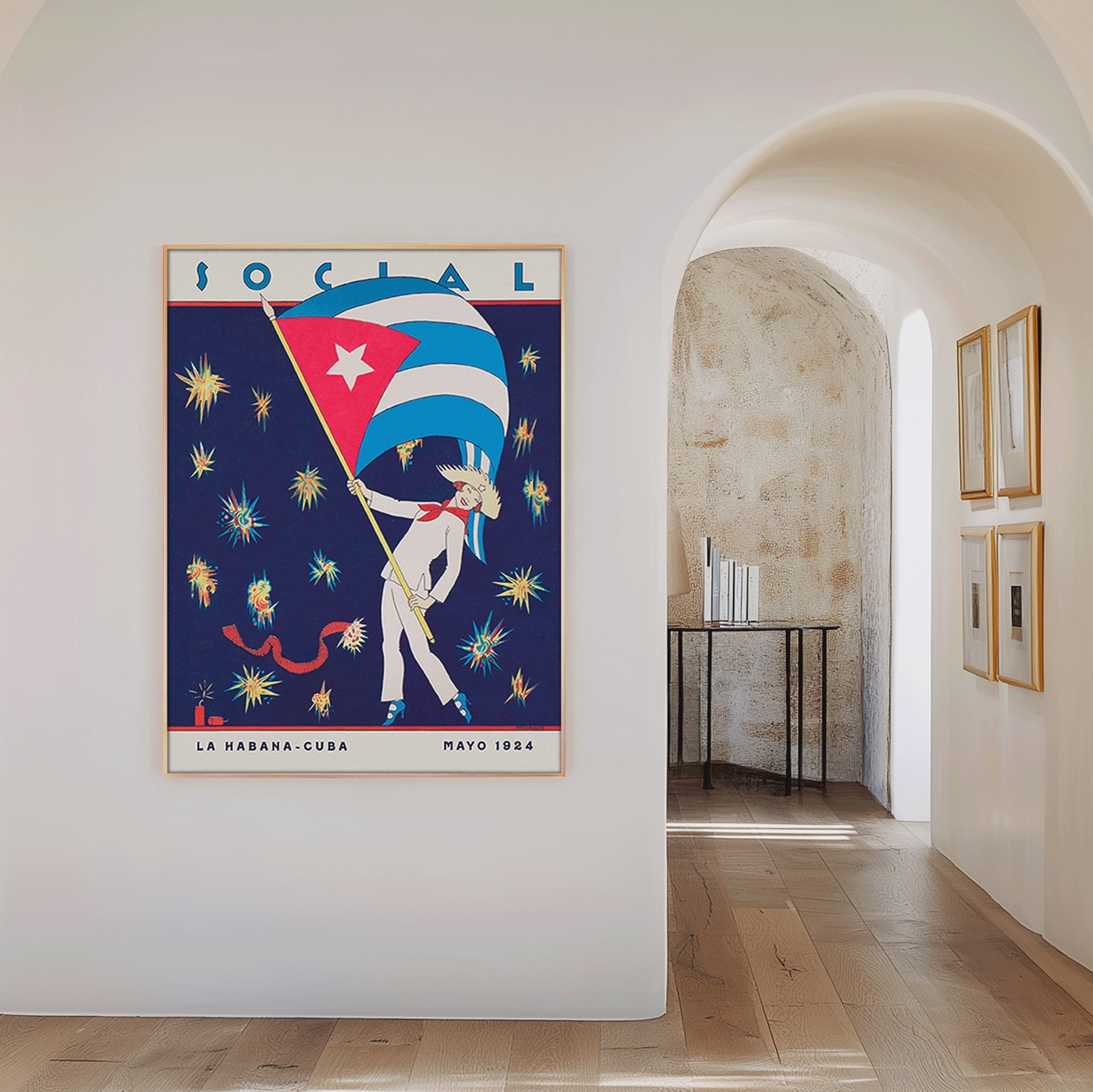 Cuban Holiday - Art Deco Flag and Fireworks