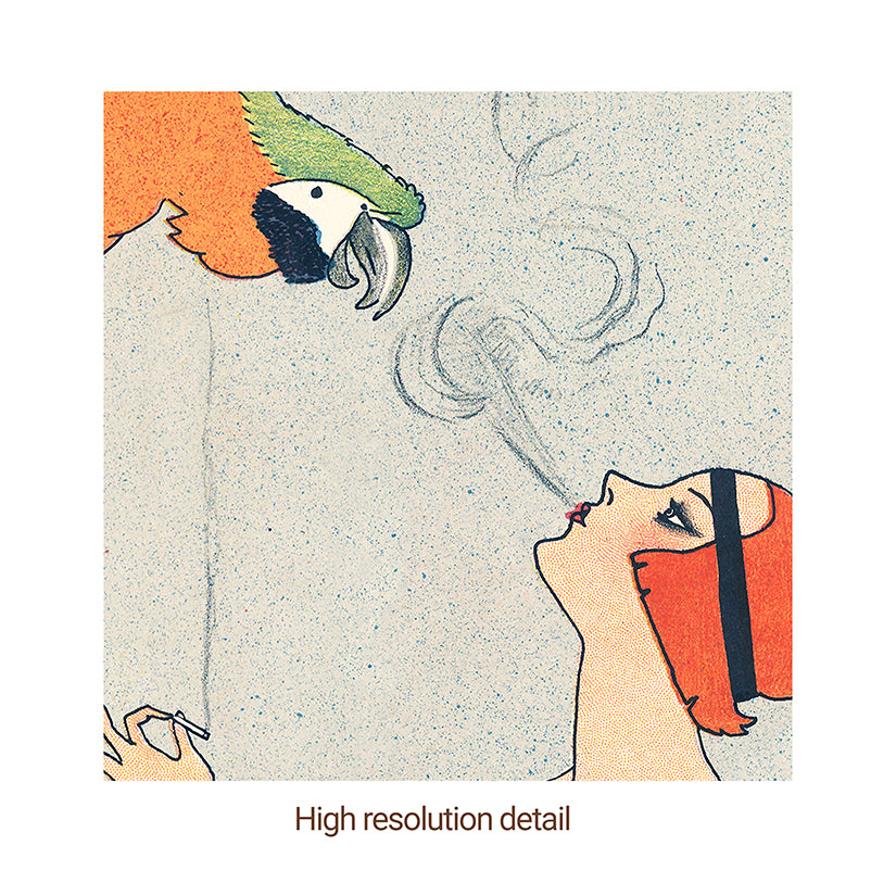 Parrot and Flapper Share a Smoke - 1920s Havana Club