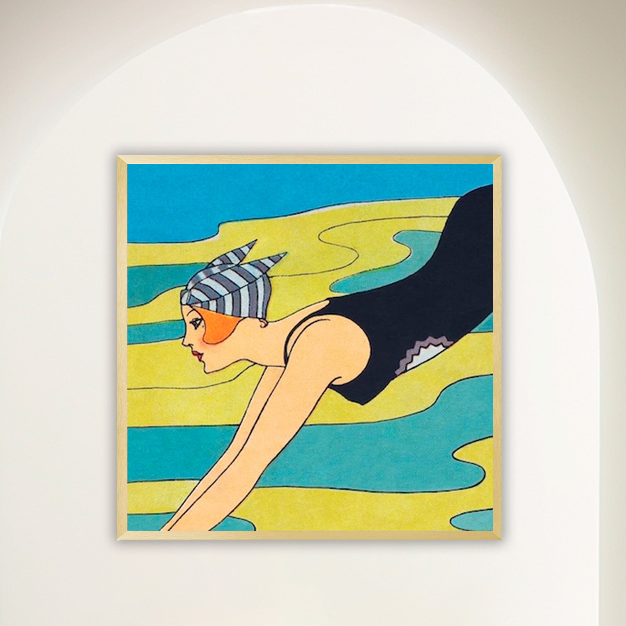 Lady Diver at Havana Beach, Close-up - Deco Cuba Art