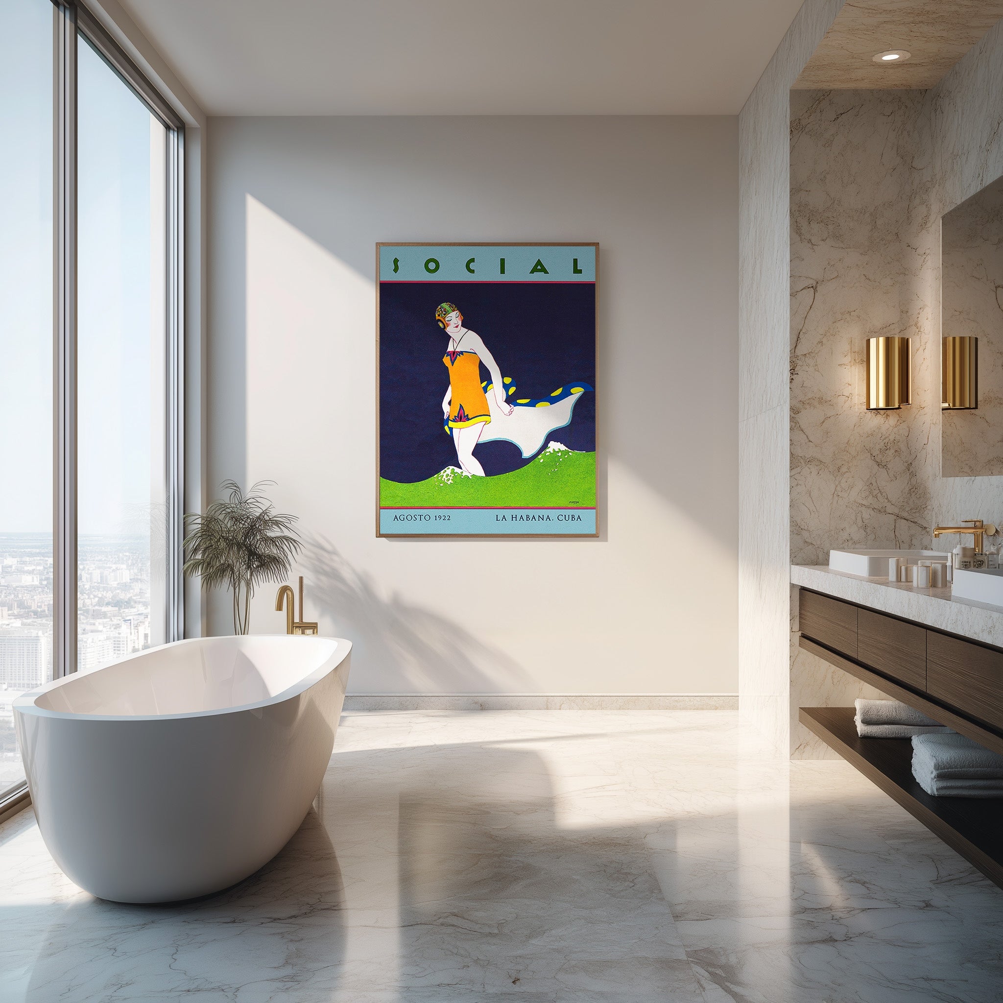 Seaside Elegance in Vibrant Colors - Art Deco 1920s