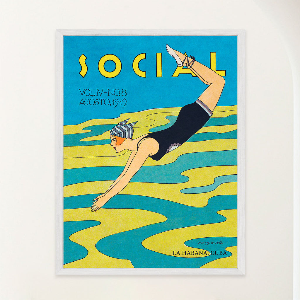 Lady Diver at Havana Beach Club - Deco Cuba Art
