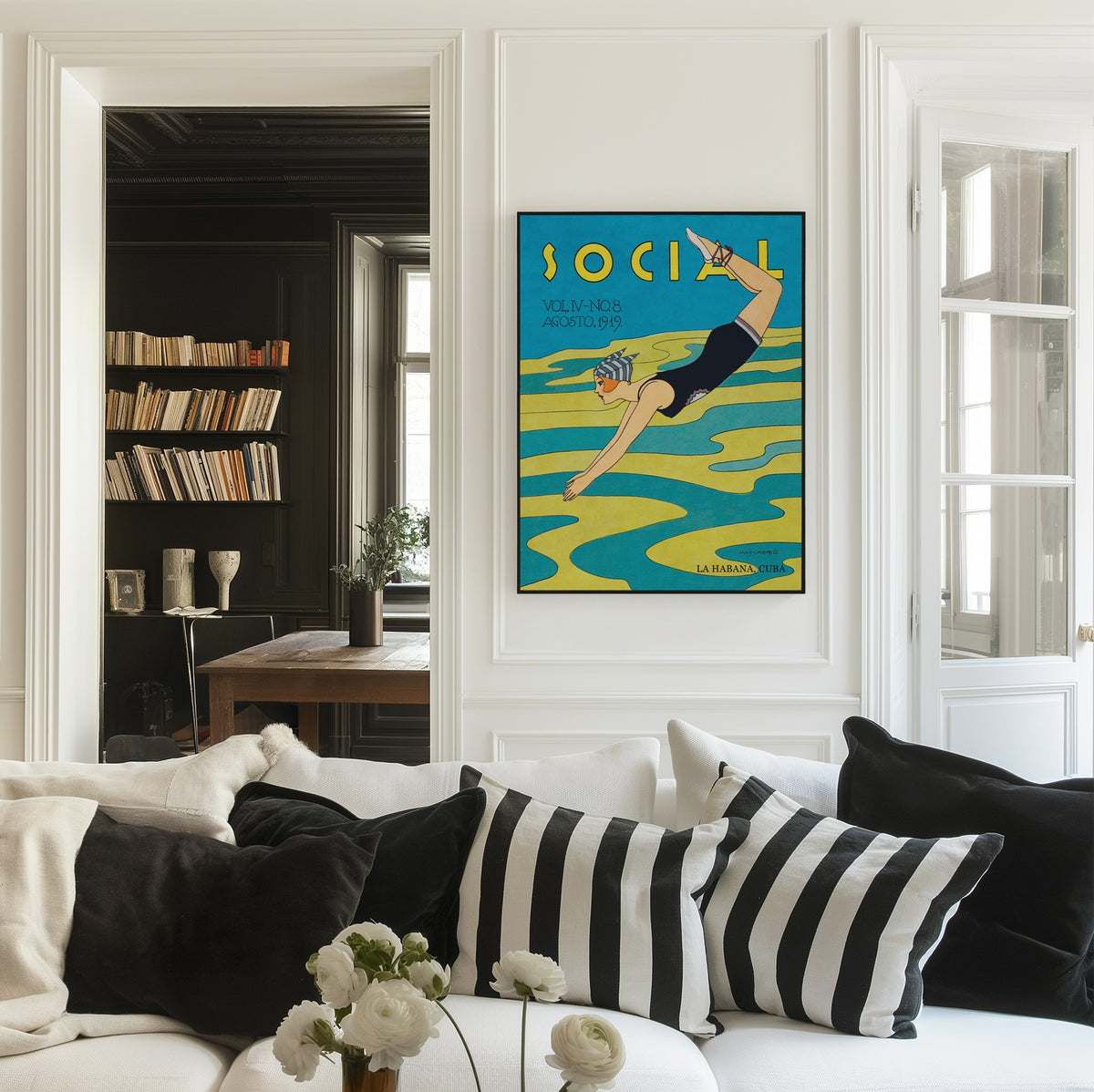 Lady Diver at Havana Beach Club - Deco Cuba Art